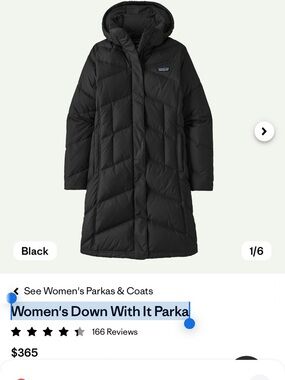 Patagonia Black Longline Hooded Down Puffer Coat